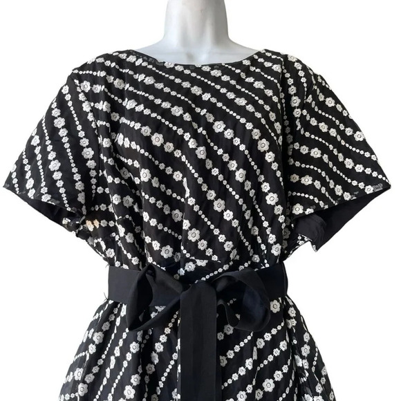 TALBOTS Organza Embroidered Sheath Dress Women’s Plus 24W Black White Belted - Picture 4 of 5